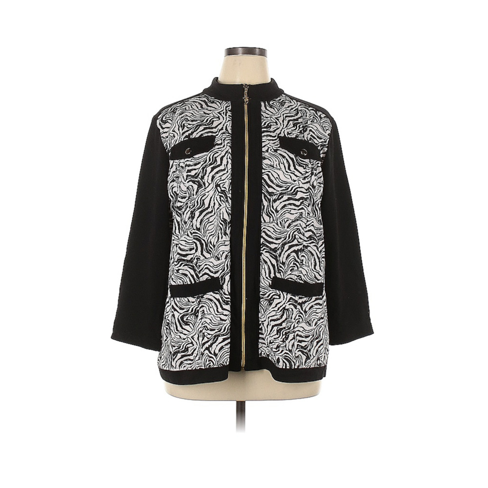 Susan Graver Black and White Zip Front Jacket Size 1X